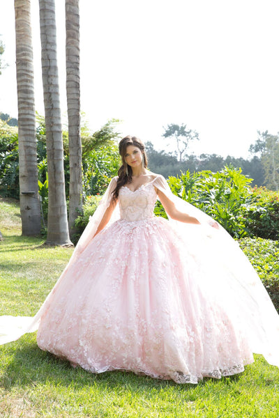 3D Butterfly Cape Sleeve Ball Gown by Bella Princess PQ1001