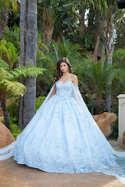 3D Butterfly Cape Sleeve Ball Gown by Bella Princess PQ1001