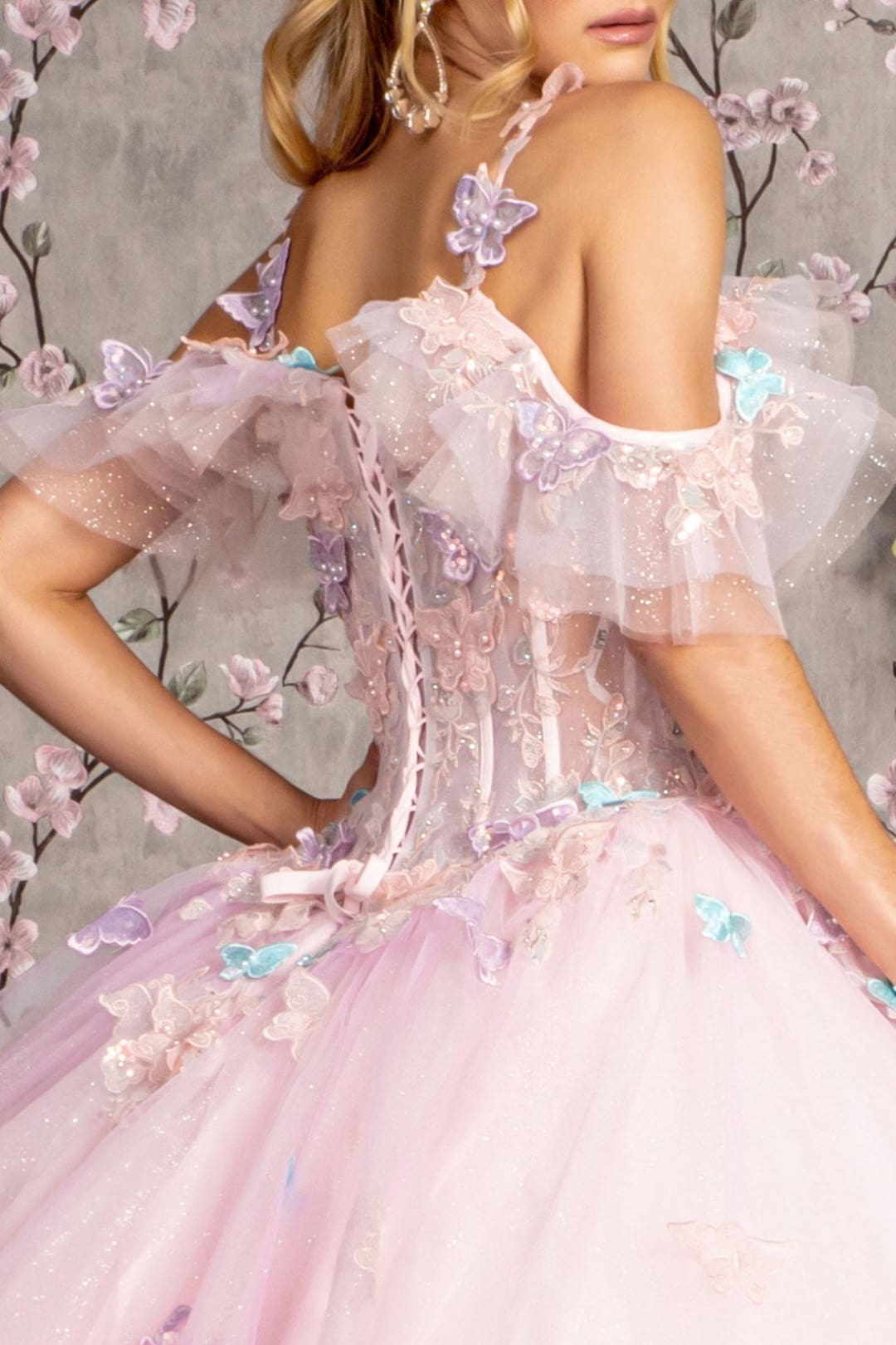 3D Butterfly Cold Shoulder Ball Gown by GLS Gloria GL3483 - Quinceanera Dresses