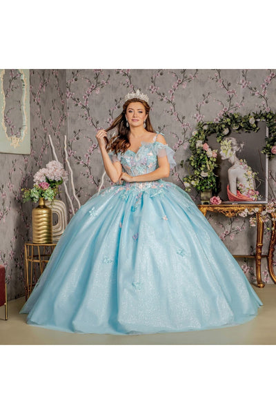 3D Butterfly Cold Shoulder Ball Gown by GLS Gloria GL3483 - Quinceanera Dresses