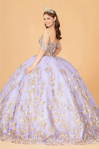 3D Butterfly Off Shoulder Ball Gown by Elizabeth K GL3077 - Quinceanera Dresses