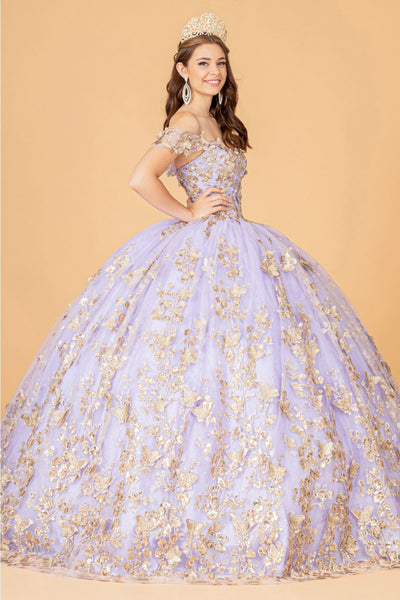 3D Butterfly Off Shoulder Ball Gown by Elizabeth K GL3077 - Quinceanera Dresses