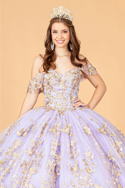 3D Butterfly Off Shoulder Ball Gown by Elizabeth K GL3077 - Quinceanera Dresses