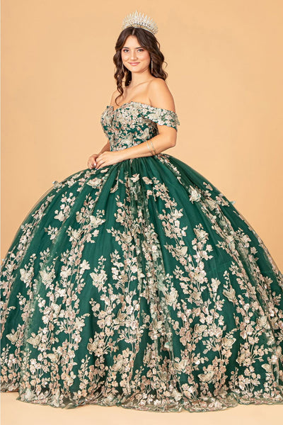 3D Butterfly Off Shoulder Ball Gown by Elizabeth K GL3077 - Quinceanera Dresses