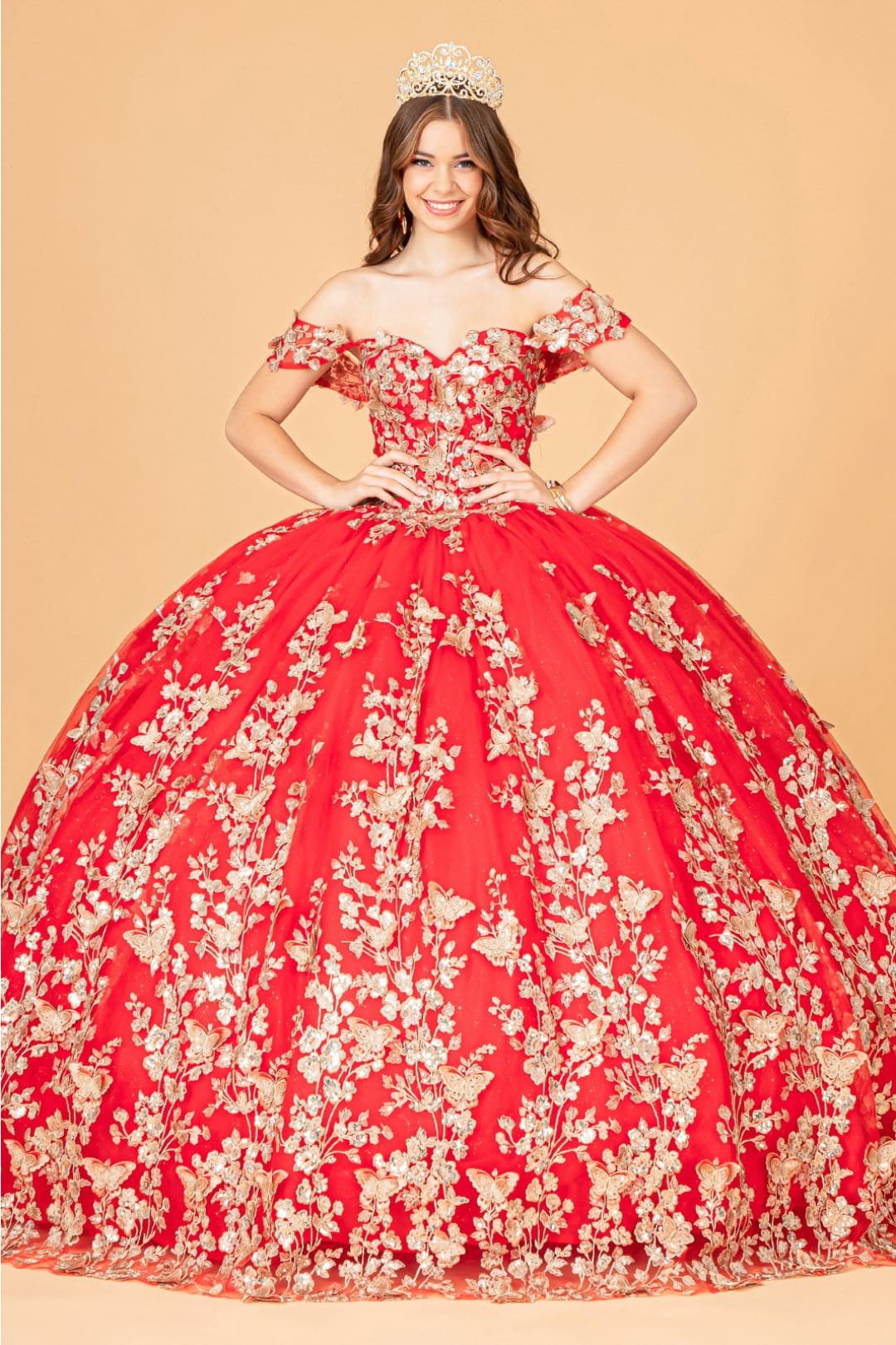 Elizabeth K GL3077 Red and Gold Ball Gown - Formal Dress Shops Elizabeth K GL3077 Red and Gold Ball Gown - Formal Dress Shops
