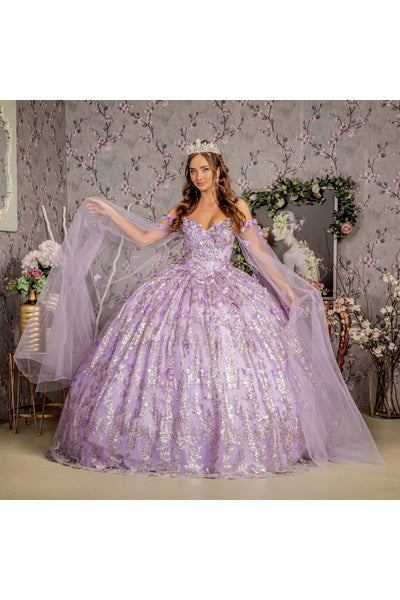 3D Butterfly Off Shoulder Ball Gown by GLS Gloria GL3451 - Quinceanera Dresses