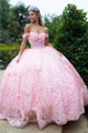 3D Butterfly Off Shoulder Ball Gown by GLS Gloria GL3526 - XS / Blush - Quinceanera Dresses