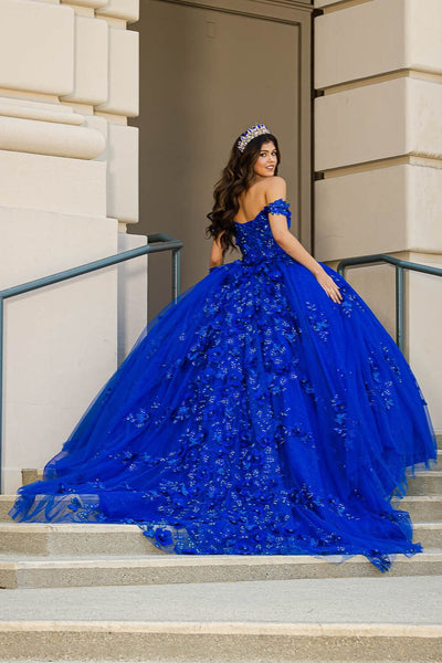 3D Butterfly Off Shoulder Ball Gown by Bella Princess PQ1028