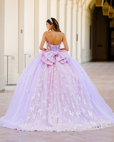 3D Butterfly Sheer Corset Ball Gown by Bella Princess PQ1032