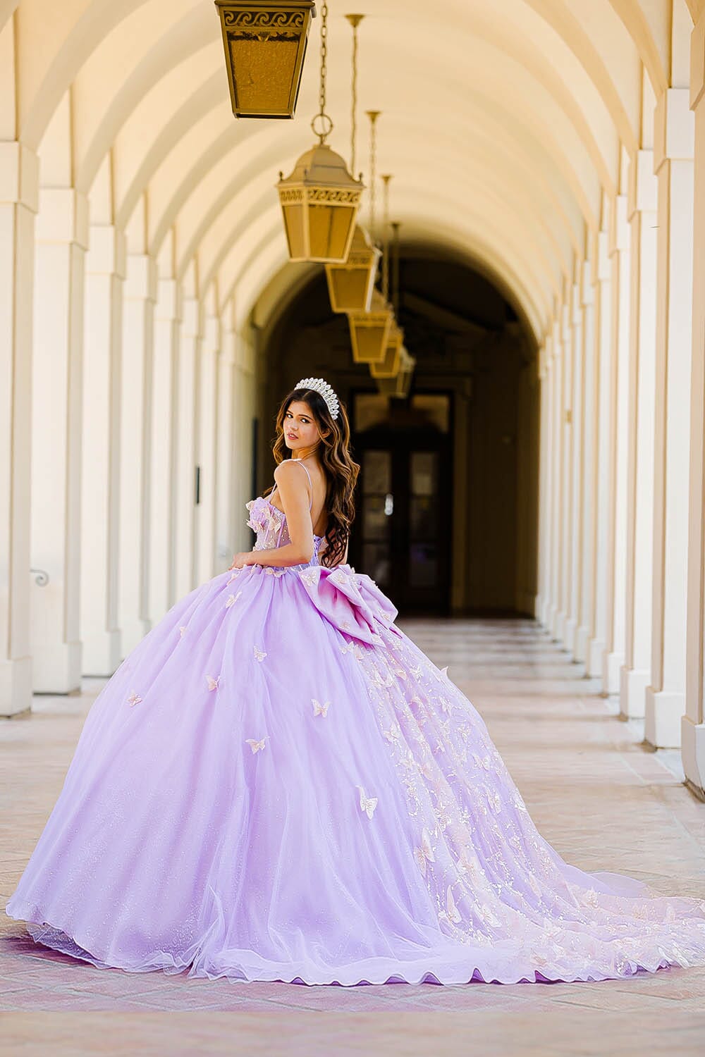 3D Butterfly Sheer Corset Ball Gown by Bella Princess PQ1032