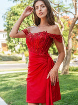 3D Butterfly Short Off Shoulder Dress by Elizabeth K GS3509