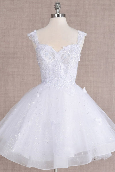 3D Butterfly Short Sleeveless Dress by Elizabeth K GS3186 - XS / White - Short Cocktail Dresses