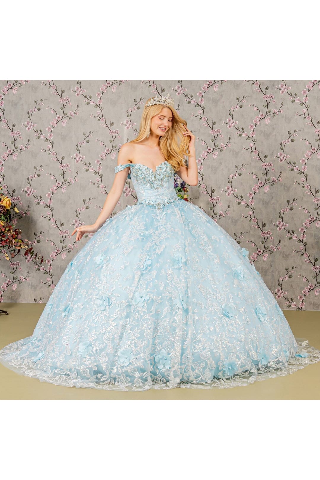 3D Butterfly Sleeveless Ball Gown by Elizabeth K GL3183 - Quinceanera Dresses