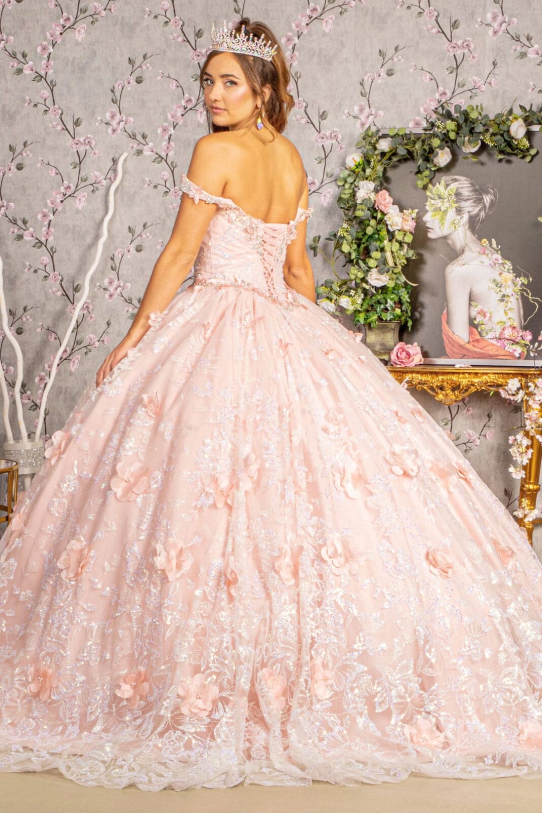 3D Butterfly Sleeveless Ball Gown by Elizabeth K GL3183 - Quinceanera Dresses