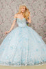 3D Butterfly Sleeveless Ball Gown by Elizabeth K GL3183 - XS / Baby Blue - Quinceanera Dresses