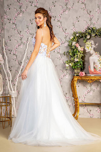 3D Butterfly Sleeveless Corset A-line Gown by GLS Gloria GL3265 - Long Formal Dresses