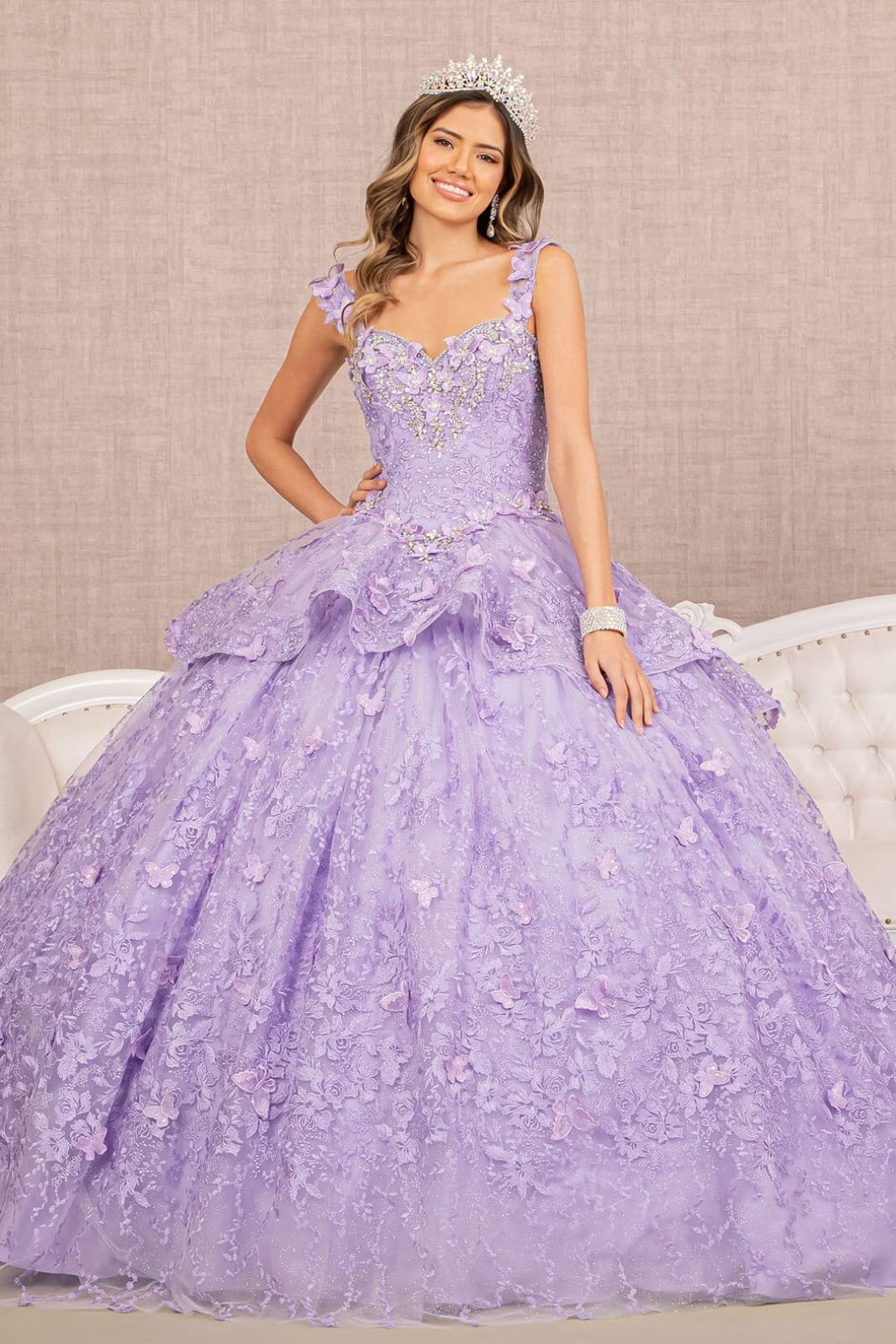 Elizabeth K 3D Butterfly Sweetheart Gown GL3112