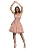 3D Floral Applique Short Sheer Bustier Dress 2025 Elegant Cocktail Gown - ROSE GOLD / S - Dress