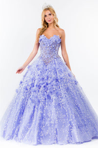 3D Floral Cape Ball Gown by Elizabeth K GL1939 - Quinceanera Dresses