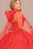 3D Floral Cape Ball Gown by Elizabeth K GL1939 - Quinceanera Dresses