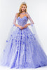 3D Floral Cape Ball Gown by Elizabeth K GL1939 - XS / Lilac - Quinceanera Dresses