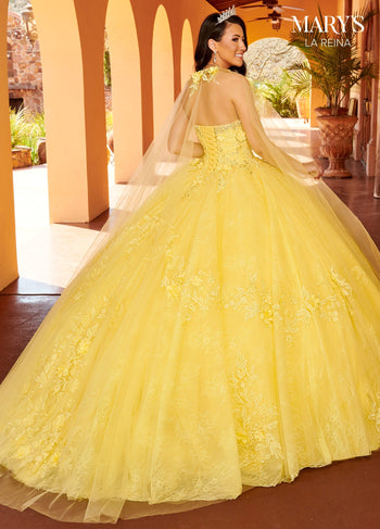 Mary's Bridal MQ2157 3D Floral Cape Quinceanera Dress