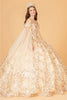3D Floral Cape Sleeve Ball Gown by Elizabeth K GL1970 - Quinceanera Dresses