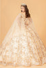 3D Floral Cape Sleeve Ball Gown by Elizabeth K GL1970 - Quinceanera Dresses