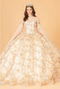 3D Floral Cape Sleeve Ball Gown by Elizabeth K GL1970 - Quinceanera Dresses