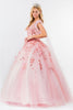 3D Floral Cape Sleeve Ball Gown by Elizabeth K GL1974 - Quinceanera Dresses