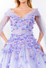 3D Floral Cape Sleeve Ball Gown by Elizabeth K GL1974 - Quinceanera Dresses