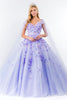 3D Floral Cape Sleeve Ball Gown by Elizabeth K GL1974 - XS / Lilac - Quinceanera Dresses