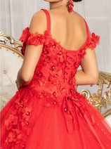 3D Floral Cold Shoulder Ball Gown by Elizabeth K GL1988