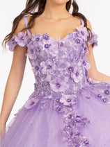 3D Floral Cold Shoulder Ball Gown by Elizabeth K GL1988