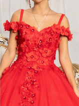3D Floral Cold Shoulder Ball Gown by Elizabeth K GL1988