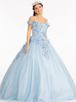 3D Floral Cold Shoulder Ball Gown by Elizabeth K GL1988