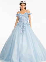3D Floral Cold Shoulder Ball Gown by Elizabeth K GL1988
