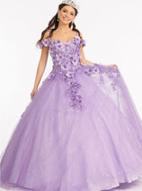 3D Floral Cold Shoulder Ball Gown by Elizabeth K GL1988