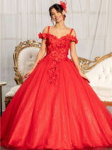 3D Floral Cold Shoulder Ball Gown by Elizabeth K GL1988