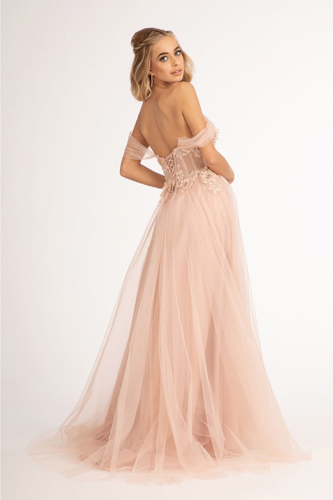 3D Floral Corset Gown by Elizabeth K GL3007 - Long Formal Dresses