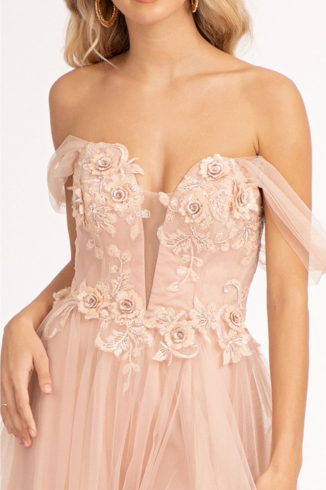3D Floral Corset Gown by Elizabeth K GL3007 - Long Formal Dresses