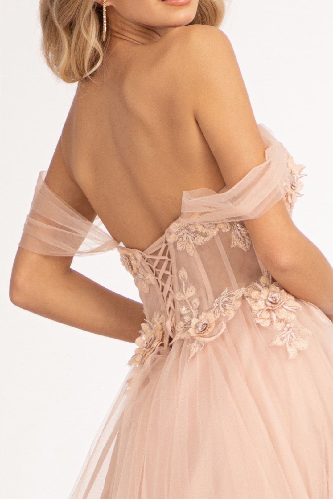 3D Floral Corset Gown by Elizabeth K GL3007 - Long Formal Dresses