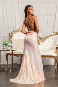 3D Floral Fitted Sequin Gown by Elizabeth K GL3025 - Long Formal Dresses