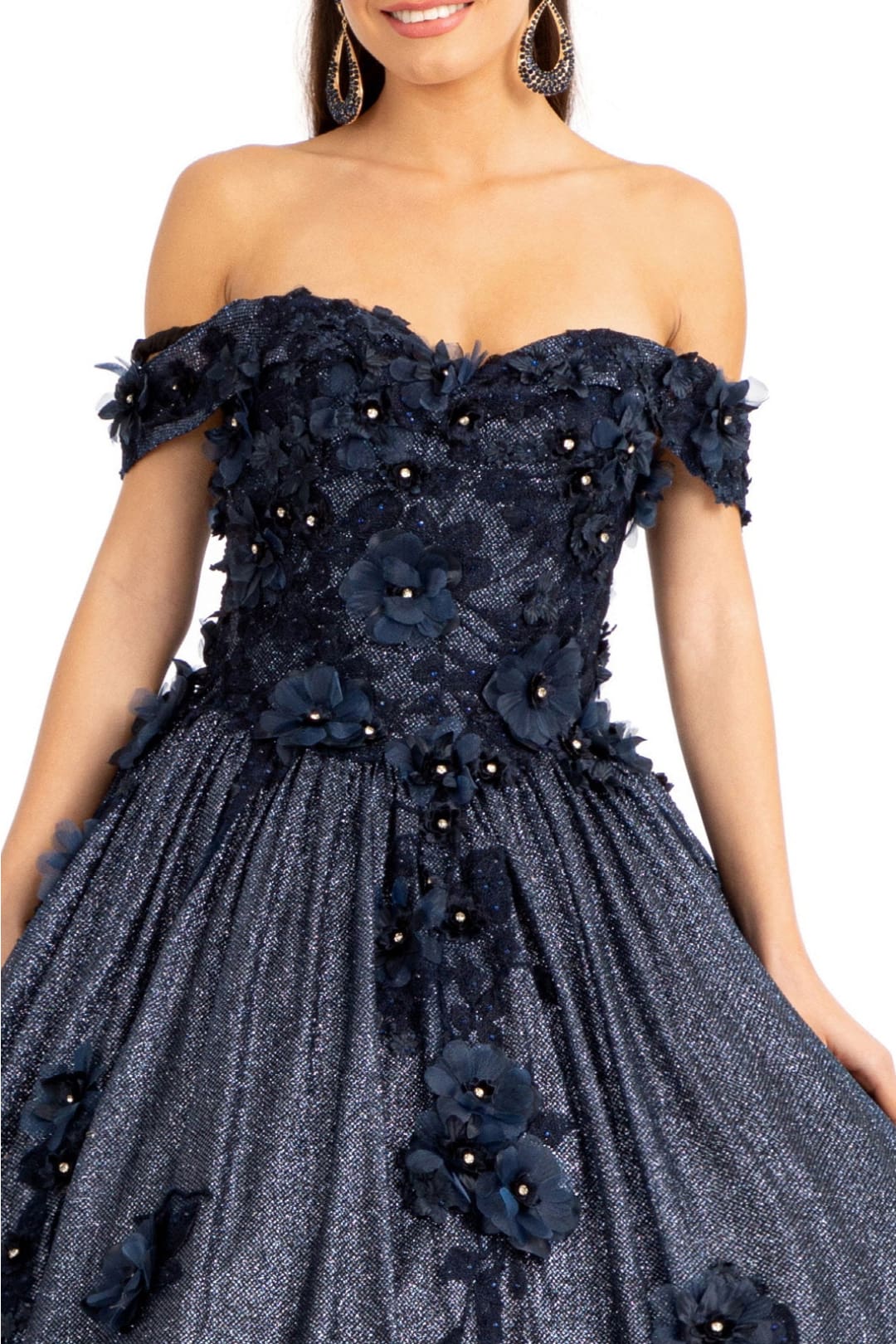3D Floral Glitter Ball Gown by Elizabeth K GL1971 - Quinceanera Dresses