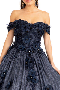 3D Floral Glitter Ball Gown by Elizabeth K GL1971 - Quinceanera Dresses