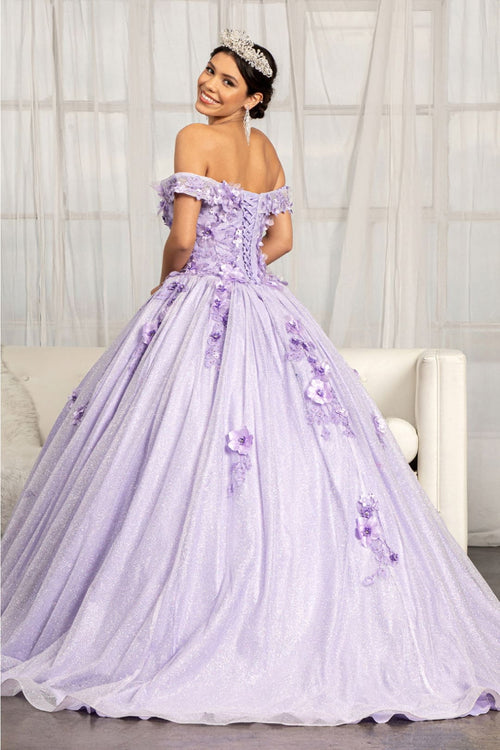 3D Floral Glitter Ball Gown by Elizabeth K GL1971 - Quinceanera Dresses