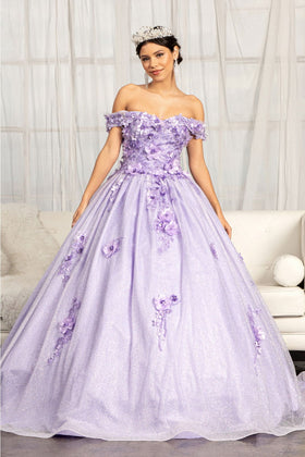 3D Floral Glitter Ball Gown by Elizabeth KGL1971