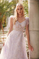 3D Floral Glitter Sleeveless A-line Gown by Juliet JT2439K - Long Formal Dresses