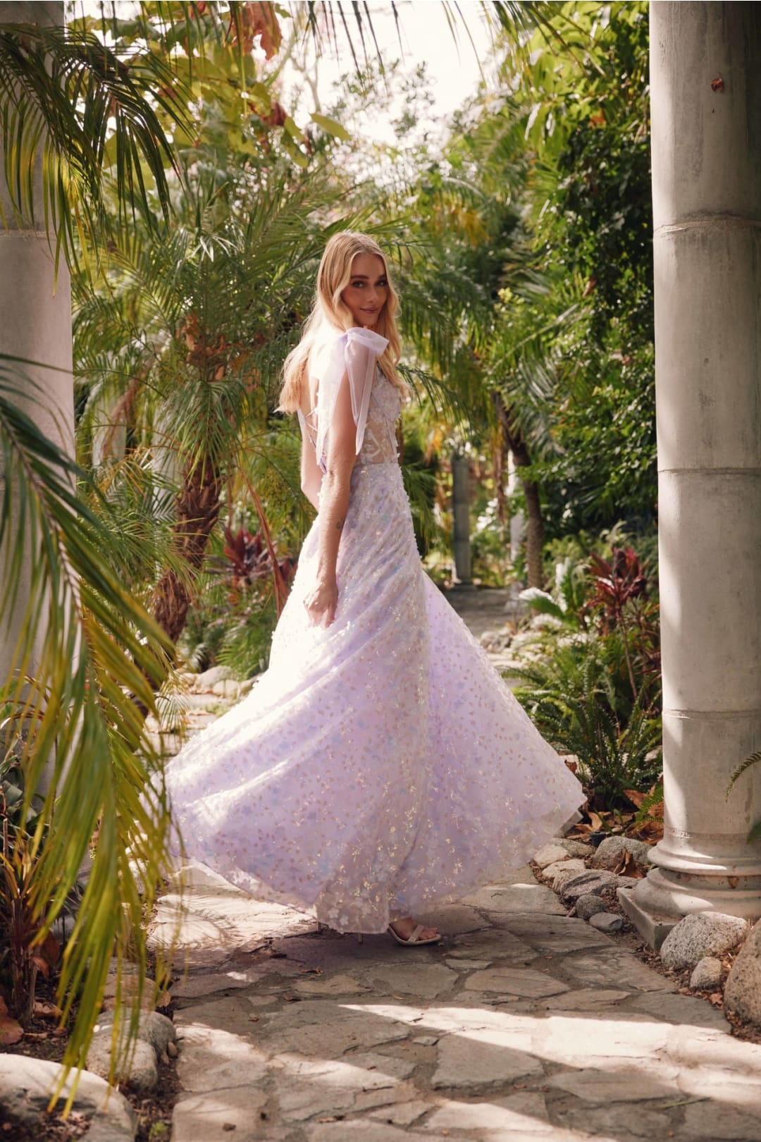 3D Floral Glitter Sleeveless A-line Gown by Juliet JT2439K - Long Formal Dresses