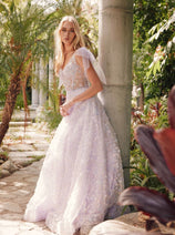 3D Floral Glitter Sleeveless A-line Gown by Juliet JT2439K